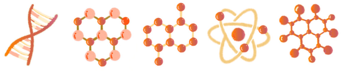 Atom and Molecule Hand Drawn Illustration PNG for Scientific Design