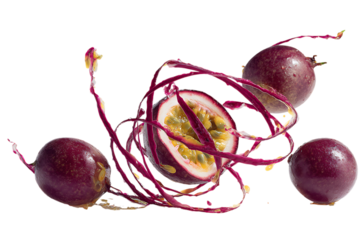 Passion fruit splash, vibrant, juicy, exotic