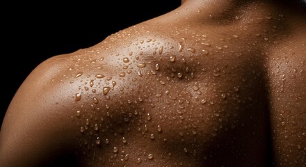 Fototapeta premium Glistening Sweat on Tanned Man's Shoulder Blade