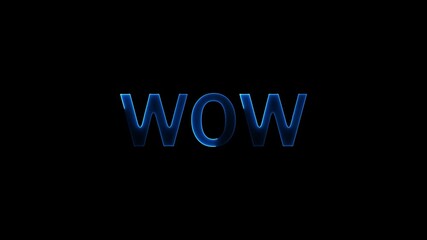 Glowing neon Wow sign text animation on black background. - Powered by Adobe