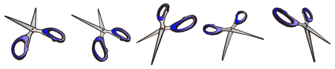 Cartoon Scissors Illustration with Blue Handles for School and Office