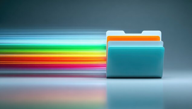 Colorful folders move quickly