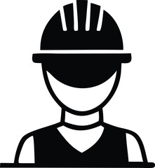 Construction worker icon silhouette symbol for building industry safety and labor professionals in simple outline style