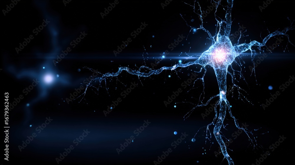 Aufkleber neural network illustration: conceptual image of neuron connections and synapses in the brain
