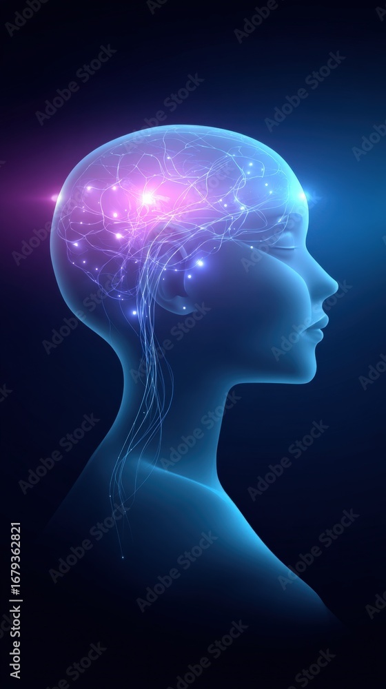 Aufkleber abstract visualization of human intelligence with neural network connections, representing technolog