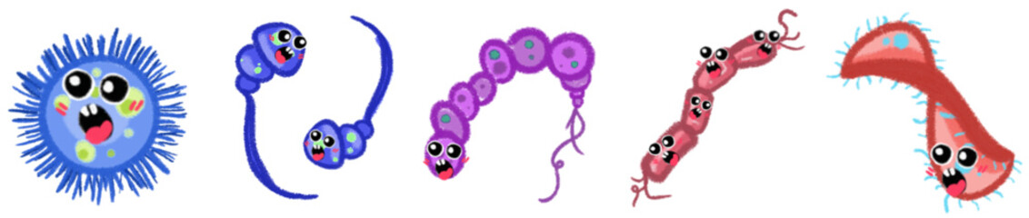 Cartoon Pathogen and Virus PNG Clipart for School Science Projects