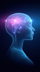 Obraz premium Abstract Visualization of Human Intelligence with Neural Network Connections, Representing Technology and Future Innovation