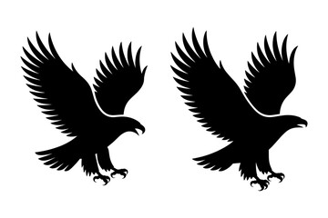silhouette of majestic eagles soaring with outstretched wings,  symbol of freedom and power