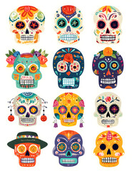 Day of the dead vector illustration set