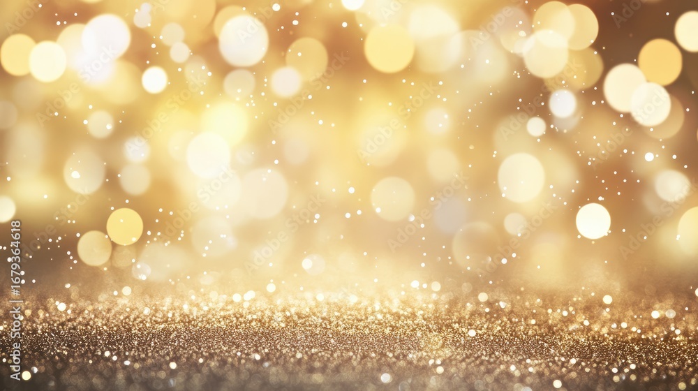 Poster a mesmerizing background featuring shimmering gold bokeh lights that create a magical atmosphere, pe