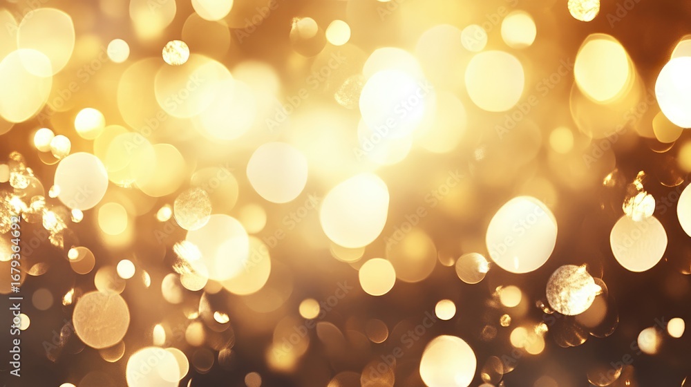 Poster this image showcases a beautiful array of shimmering golden bokeh lights, creating a warm and festiv