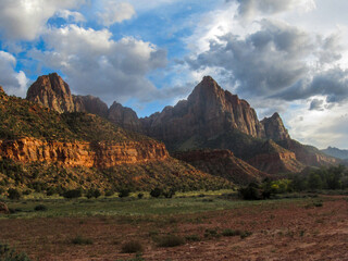 The watchmen, one of the iconic peaks of Zion Canyon, Utah, in the golden light of the late afternoon.