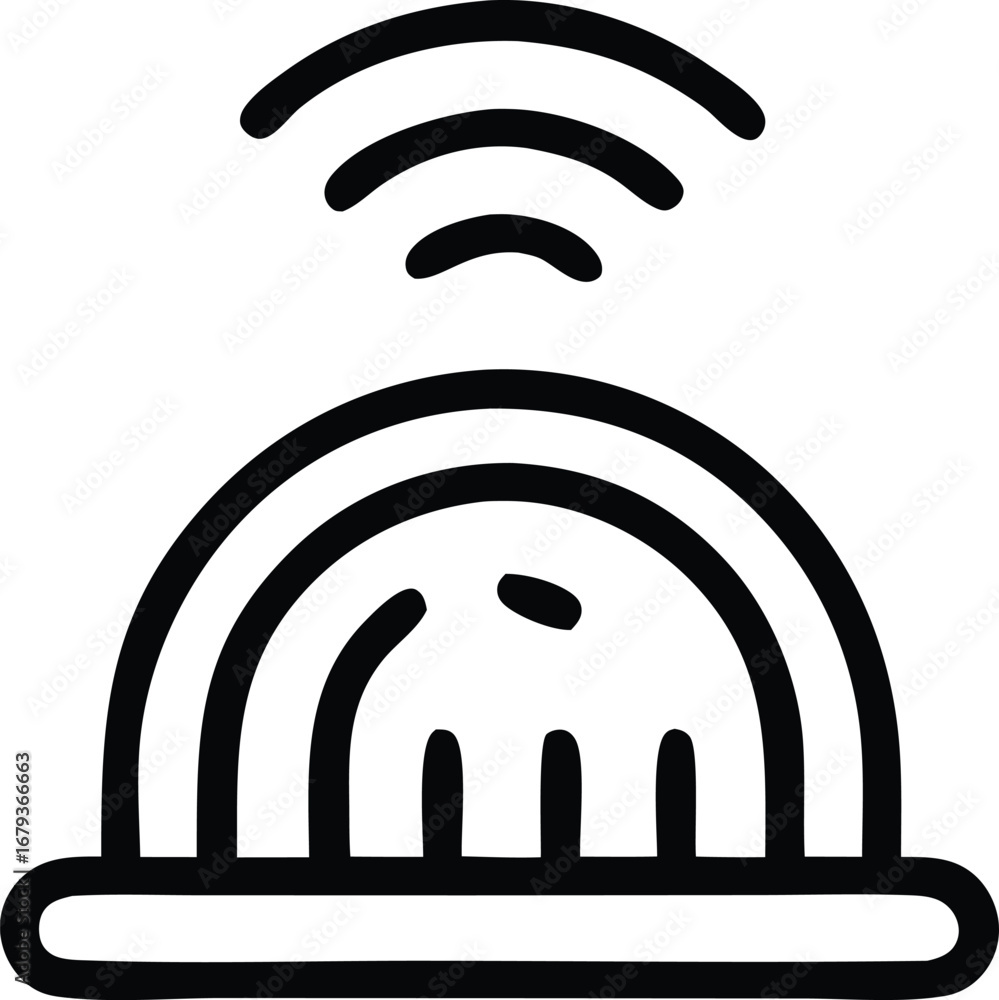 Poster wireless router icon represents connectivity and smart home technology for digital communication net