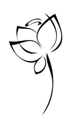 one stylized blooming flower on a short stalk without leaves. graphic decor