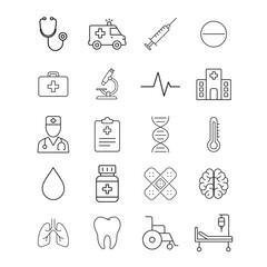 Medical Line Icons Pack: Healthcare Hospital Doctor Clinic Vector