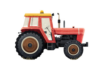 Obraz premium Vintage red tractor on black background