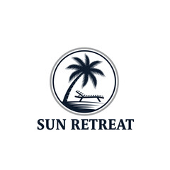 Obraz premium Sun retreat outdoor landscape, logo design illustration