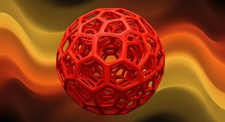 Intricate Red Geometric Sphere Design.