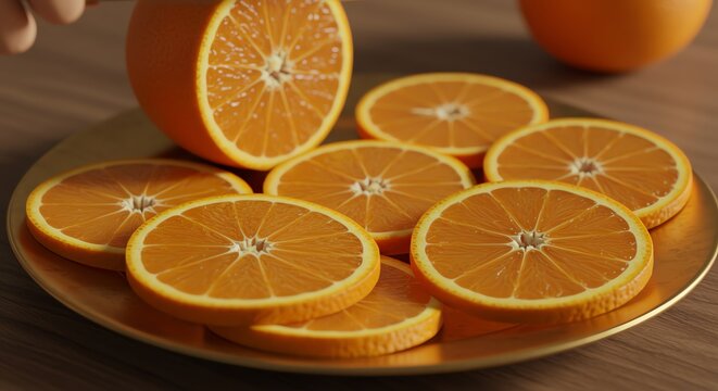 Sliced oranges on a plate