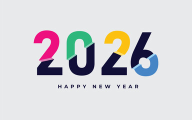  Modern Happy New Year 2026 Number logo. 2026 logo vector