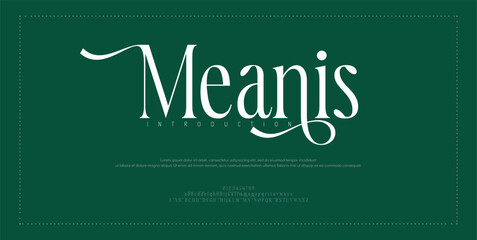 Meanis Luxury beauty font alphabet logo. Typography beautiful fashion elegant classic letters serif italic fonts wedding vintage retro logos. vector illustration
