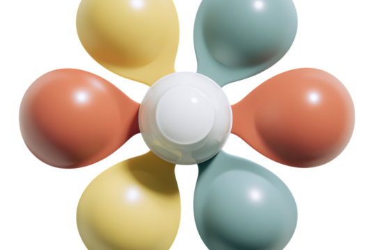 Colorful abstract flower shaped design. Pastel colors.