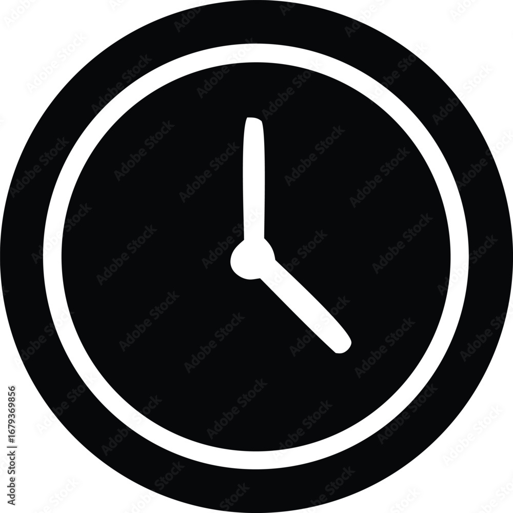 Poster simple clock face icon for time management and scheduling applications highlighting timekeeping and 