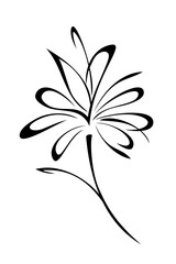 one stylized blooming flower on a short stalk without leaves. graphic decor