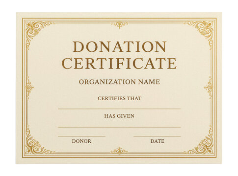Donation certificate with organization name