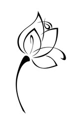 one stylized blooming flower on a short stalk without leaves. graphic decor