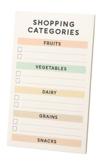 Obraz premium Grocery list with shopping categories