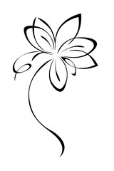 one stylized blooming flower on a short stalk without leaves. graphic decor