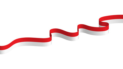 Indonesian Ribbon Flag, a red-and-white flag shaped like a dynamic wavy ribbon, conveys an elegant...