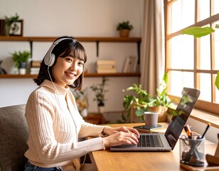 Woman working from home