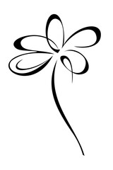 one stylized blooming flower on a short stalk without leaves. graphic decor