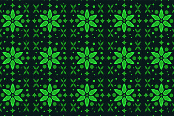 Flower pattern with green geometric figures