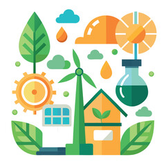 Fototapeta premium Sustainable energy and eco friendly living concept illustration
