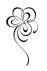 one stylized blooming flower on a short stalk without leaves. graphic decor
