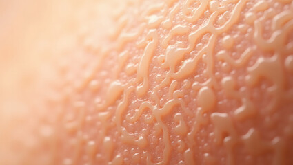Fototapeta premium Sweating Skin An Intricate Macro Shot of Human Skin Texture with Water Droplets Human Skin Texture A High-Resolution Close-up of Sweat and Pores Macro Beauty Detailed Shot of Human Skin with Droplets