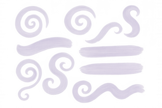 Lavender watercolor swirls forming abstract brushstroke pattern against transparent backdrop