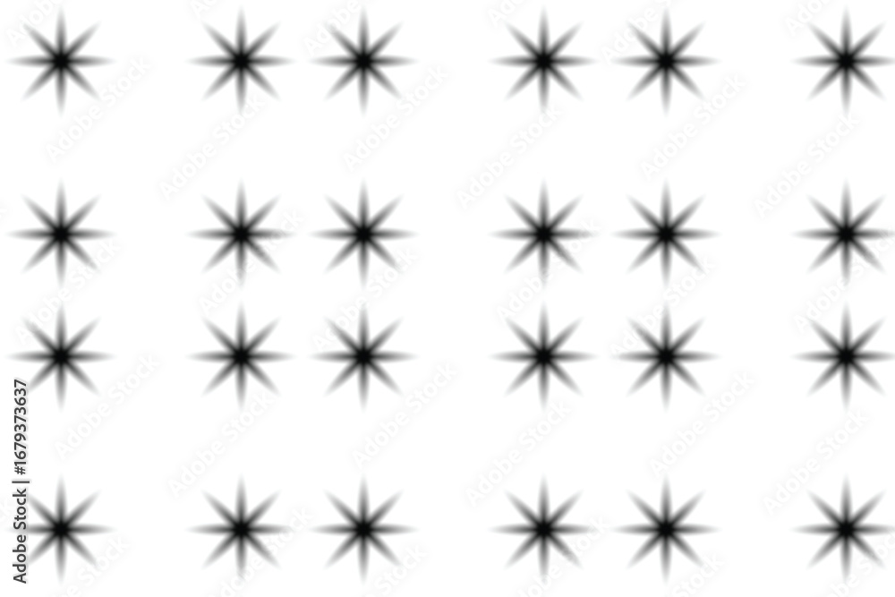 Poster abstract pattern of black starburst shapes on a white background