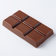 a rectangular chocolate bar with a flat surface, a simple and clean background, high-resolution photography, high-quality details, high definition, high-key lighting, high contrast, product photograph