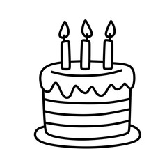 Birthday Cake With Candles Dessert Icon Illustration