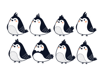 Fototapeta premium Adorable flock of chubby birds gathering together in a charming illustration
