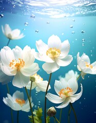 Underwater white flowers