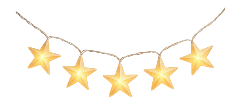 Star-shaped string lights with a warm glow