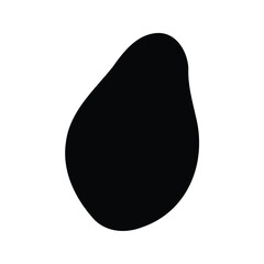 Abstract black organic shape or silhouette against a stark white background creating contrast, avocado slice silhouette vector illustration