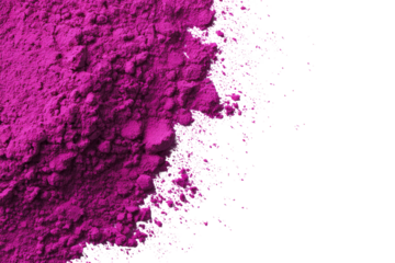 Deep magenta powder spills onto a transparent background