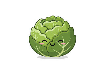 Fototapeta premium Adorable pixel art cabbage character with a happy face and cute cheeks