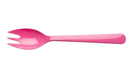 Pink spork isolated on white background for kitchenware and dining utensils product photography needs on transparent background